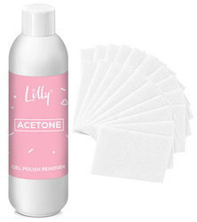 Lilly Aceton kosmetyczny 500 ml + waciki bezpyłowe 20 szt. 